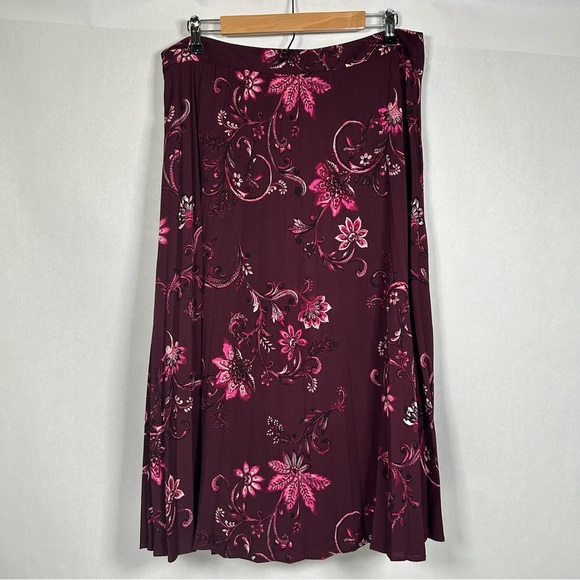 Chico's Burgandy Pink Pleated A-Line Midi Skirt Chico’s size 2.5 (Size L/14) - Picture 2 of 10